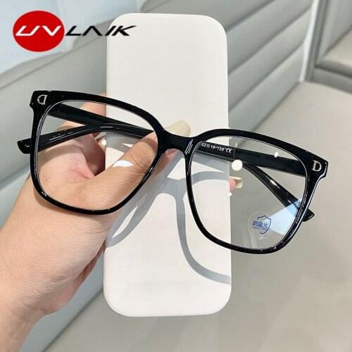 UVLAIK Transparent Computer Glasses Frame Women Men Anti Blue Light Round Eyewear Blocking Glasses Optical Spectacle Eyeglass