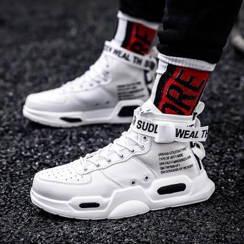 Autumn Spring Men Sneakers high top Skateboarding Shoes for Men Black/ white Outdoors Walking Sports Shoes Comfortable Size39-45