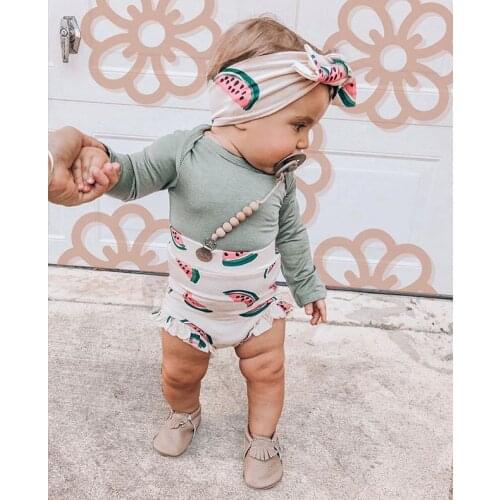 Autumn Baby Girl’s Long Sleeve Jumpsuit High Waist Short Pants with Headband Outifits