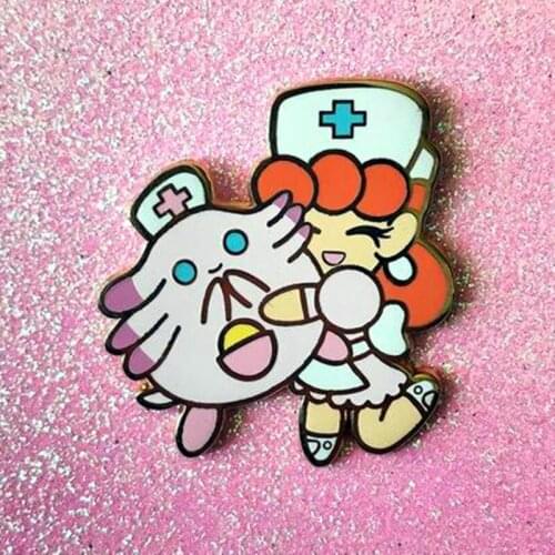 Partners In Healing Nurse Joy and Chansey Enamel Brooch Pins Badge Lapel Pin Brooches Jacket Fashion Jewelry Accessories
