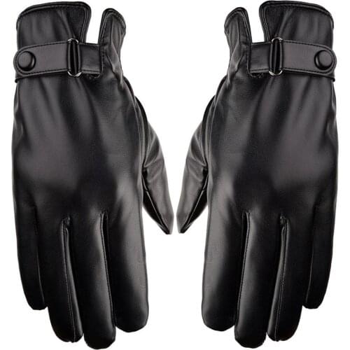 1Pair Winter Gloves Men Motorcycle Cycling Gloves Full Finger Touch Screen Gloves Windproof Shockproof Warm Plush Black Gloves