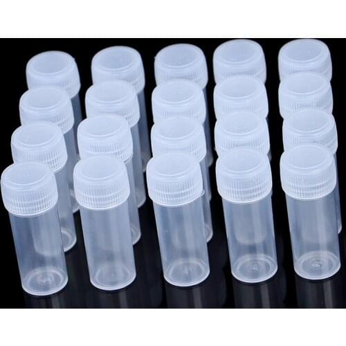 20Pcs 5ml Plastic Bottle Sample Jar 5g Small Barrel Vials Medicine Pill Liquid Powder Capsule Storage Container Packing Bottles