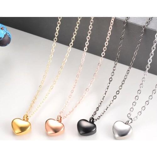 Stainless Steel Small Heart pendant Cremation heart Charm Necklace makings Memorial jewelry For Women