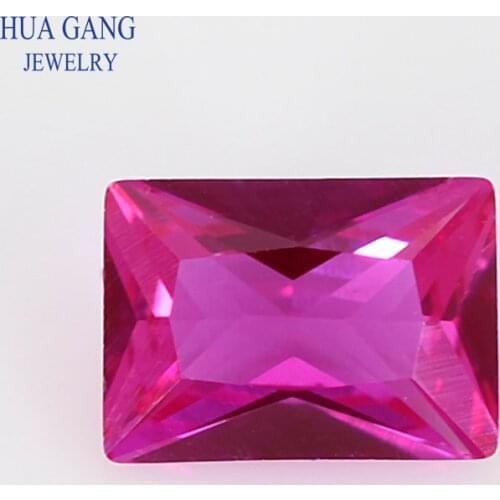 Rectangle Shape 3# Red Stone Princess Cut Synthetic Corundum Gems stone For jewelry Size 2x3~10x14mm Free Shipping