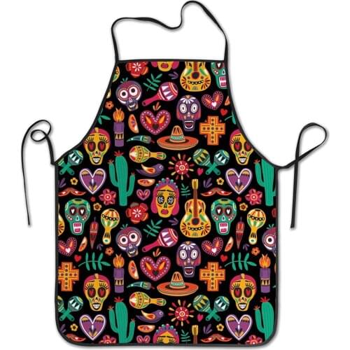 Sugar Skull Apron Funny Bib Aprons for Men Women Kitchen Baking Cooking Apron