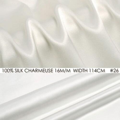 CISULI SILK CHARMEUSE SATIN Fabric 114cm width 16momme/100% Pure Mulberry Silk Fabric Supplier Natural White NO 26