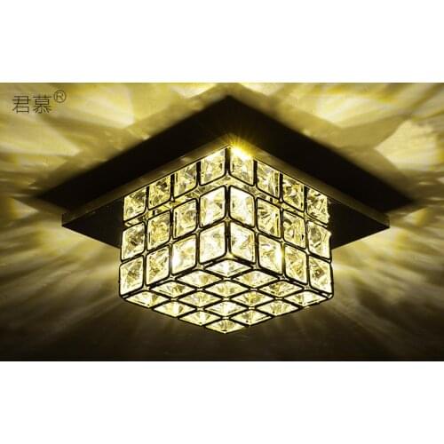 LED crystal corridor ceiling lamps aisle personality originality spotligh simple modern square lobby K9 entrance lamp ZA81123