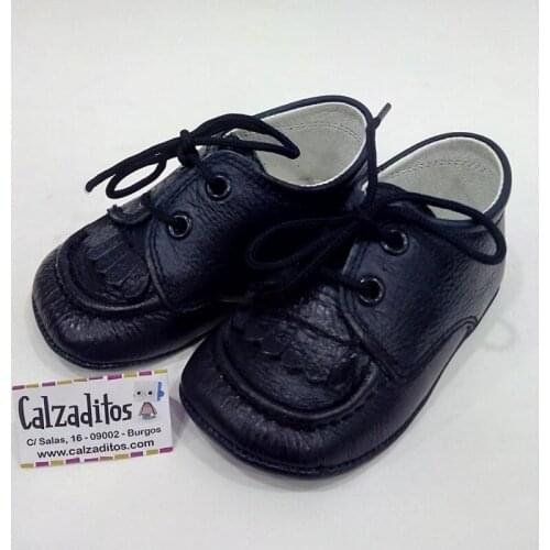 Navy blue wrinkled leather trainers with no lace-up sole