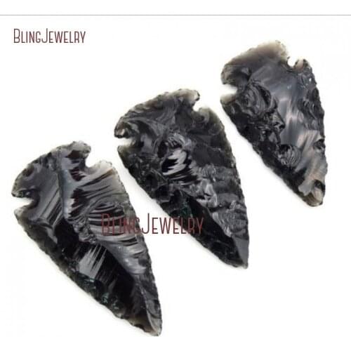 PM35216 Obsidian Arrowhead Black Arrow Charm Stone