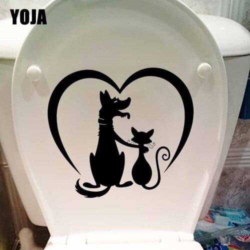 YOJA 24X21.2CM Wall Decal Pets Animals Dog Cat Friends Home Decor Toilet Stickers T5-0097