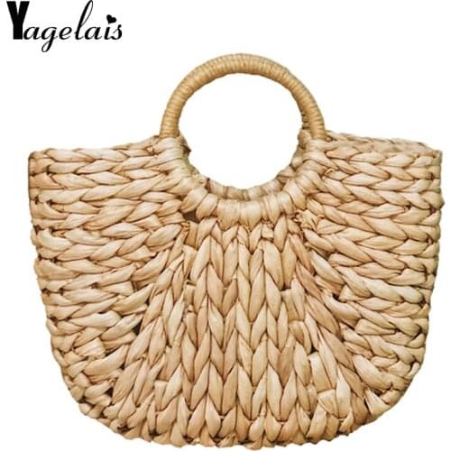 2019 New Fashion High Capacity Straw Handbags Women Summer Beach Bag Rattan Bag Handmade Vintage Woven Handbag For Women