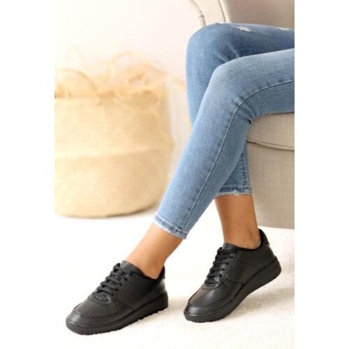 A1603-20Siyah Black Pink Potin Black Black Shoes A1603-20