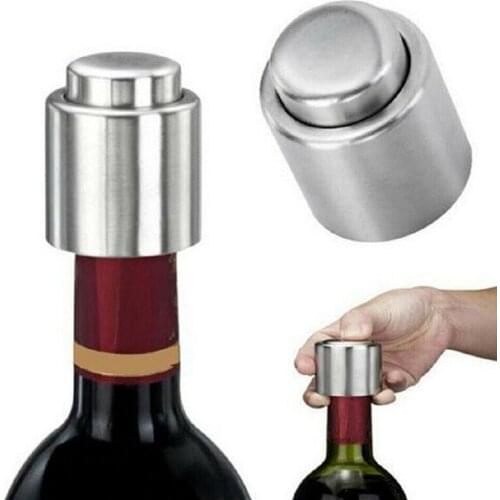 1pc Stainless Steel Wine Bottle Stopper Plug With Vacuum Seal Winery Sealer Red Wine Airless Saver Fresh Bottle Cover