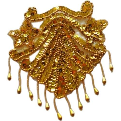 Christmas Trims 10 Pcs/Lot Sequined Floral Appliqued 3D Beaded Fabric Flower Decoration Paillette dance clothes 14.5*13cm +3cm