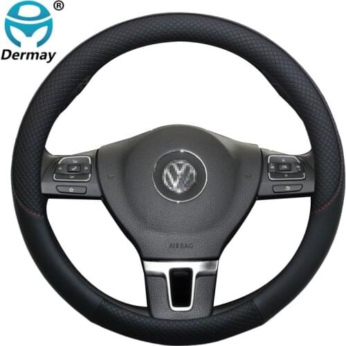 100% DERMAY Brand Leather Car Steering wheel Cover Anti-Slip for VW Golf 4 5 6 gti MK5 MK2 MK3 Auto interior Accessories