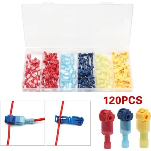120PCS Insulated Male Quick Disconnect Terminals kit T Tap Quick Electrical Wire Connectors Splice Taps