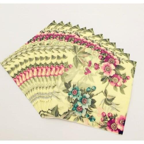 20PCS 33cmx33cm Printed Colorful Flowers Paper Napkins Towels For Wedding Birthday Decoration Party Supplies