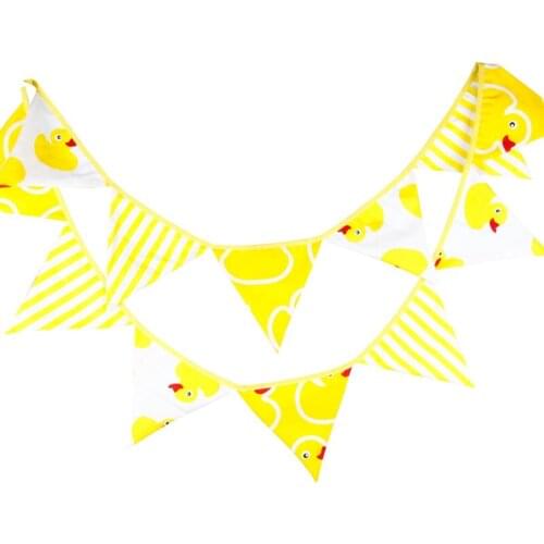 3.2m Yellow Cartoon Duck Cotton Banner 12 Flags Pennant Garland Children Birthday Party Bedroom Decor Ornament Festival Gift