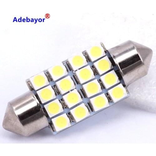 400pcs White 36mm DC 12V C5W C10W 1210 3528 16SMD Festoon Dome Car Led Panel Reading Lamp Wedge bulbs Auto Roof Light
