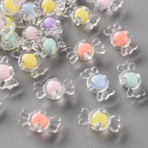 500g Transparent Acrylic Candy Beads Bead in Bead For DIY Jewelry Making 9x17x8.5mm, Hole: 2mm, about 960pcs