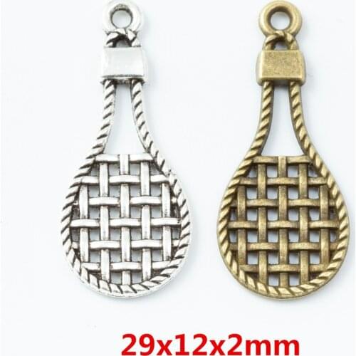 55 pieces of retro metal zinc alloy Tennis racket pendant for DIY handmade jewelry necklace making 6812