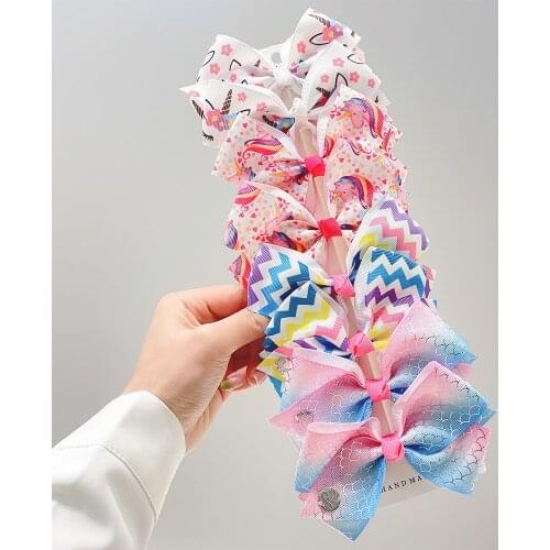 8Pieces/set 2021 Hot Sale Grosgrain Ribbon Hair Bows For Children Lovely Girl Hair Clips Handmade Headwear Kids Hair Accessories