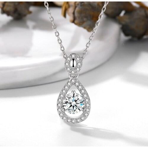 AAA Natural Diamond Necklaces & Pendants 925 Sterling Silver Water Drop Necklaces For Female Romantic Wedding Gift With Chain