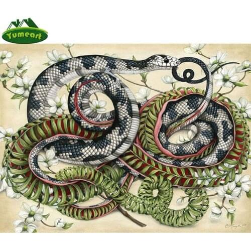 YUMEART 5D DIY Diamond Painting Black Snake Full Square Drill Diamond Embroidery Cross Stitch Rhinestone Mosaic Wall Art Decor