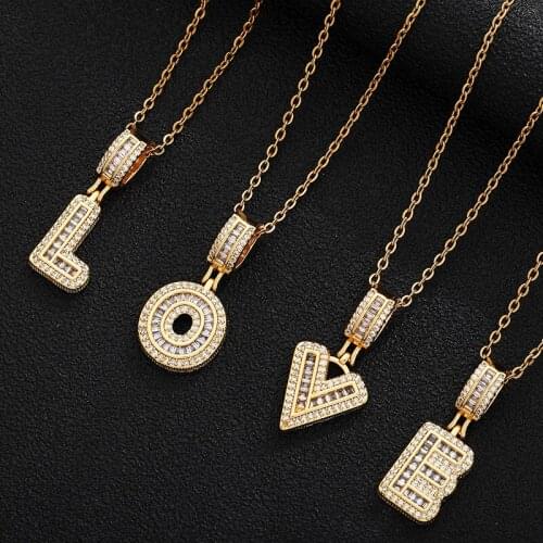SONYA Elegant Shiny CZ Crystal 26 Initial Name Letter Pendant Necklace For Women Stainless Steel Chain DIY Custom Jewelry Gift