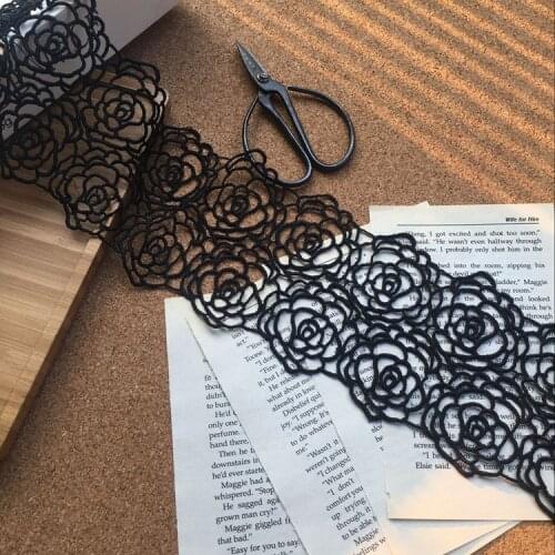 Wide 10CM black openwork rose milk silk water soluble lace clothing lace DIY skirt accessories