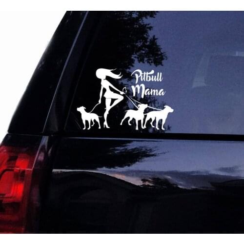 Black/Sliver Lady Walking 3 Floppy Ear Pit Bull Dogs Car Sticker Window Door Decal Cute Top Quality Waterproof S644
