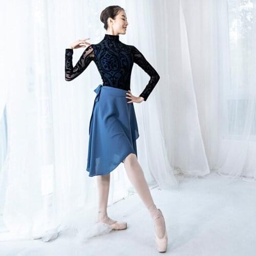 D0824 Lady Ballet Dancing Clothes Womens Chiffon Skirt Gymnastic Dance Skirts Folk Dance Skirt Dancing Exercise Costumes