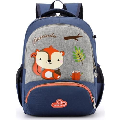 Childrens backpacks boys and girls schoolbags cartoon cute animals fox rabbit backpack