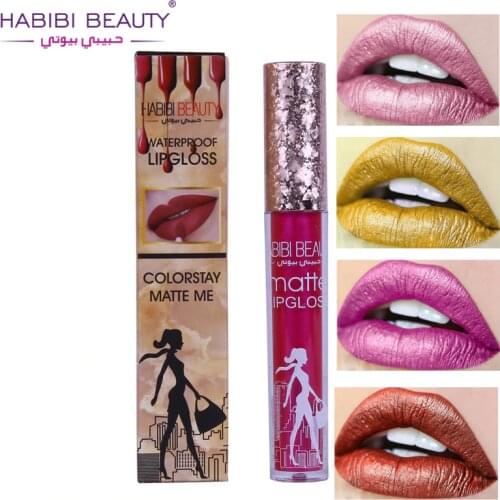 Habibi beauty lip makeup metallic lip gloss waterproof long lasting diamond shimmer liquid lipstick glitter lip tint HB017