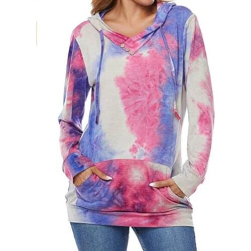 Hirigin Women Autumn Tie Dye Pullovers Hoodies 2021 Spring Long Sleeve O-neck Casual Hooded Sweatshirts S-XXL Plus Size