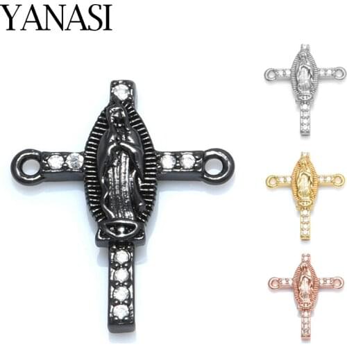 Jesus Christ Cross Connector Charms Pendant Gold Sliver Black Accessories for Jewelry Bracelet Making