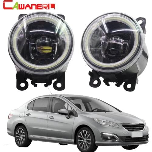 Cawanerl For Peugeot 408 2017 2018 Car 4000LM H11 LED Fog Light Kit Angel Eye Daytime Running Light DRL 12V Accessories