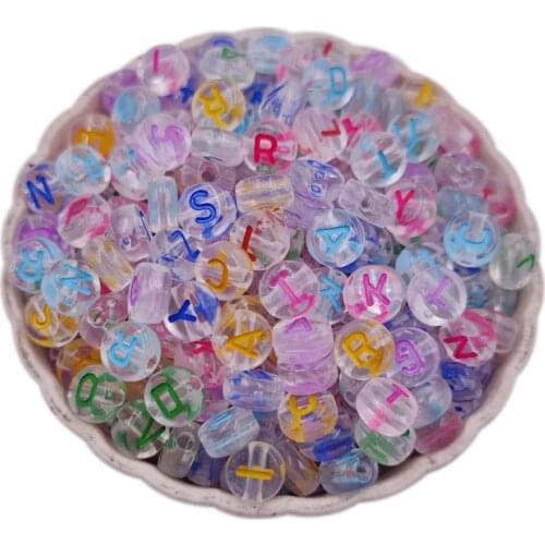 50PCS 7MM Mixed Letter Acrylic transparent Beads Round Loose Alphabet Beads For Jewelry Making Bracelet Necklace Diy Handmade