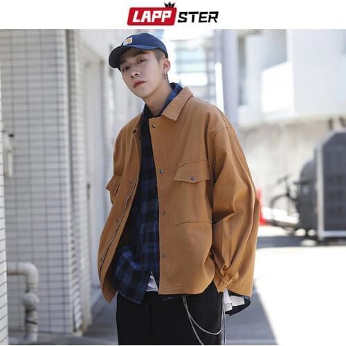 LAPPSTER Men Streetwear Bomber Jackets Windbreaker 2020 Mens Harajuku Black Hip Hop Korean Jackets Vintage Cargo Jackets Coats