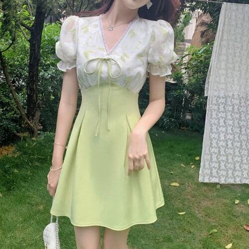 Sweet Cute Evening Boho Party Mini Dresses Japanese Korean Style Lolita Floral Dress Women Clothing 2021 Summer Elegant Dress