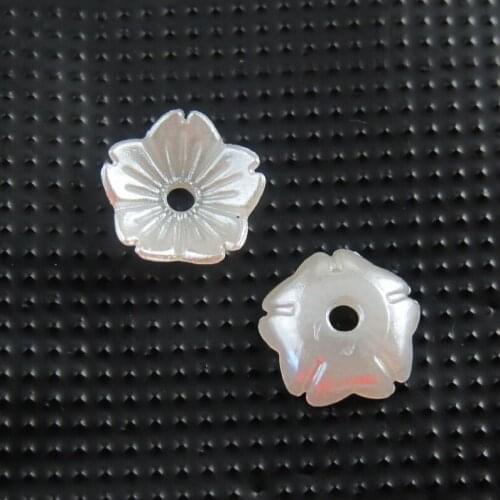 Fashion 200Pcs White Plastic Acrylic Flower Leaf Spacer End Bead Caps Charms 10mm