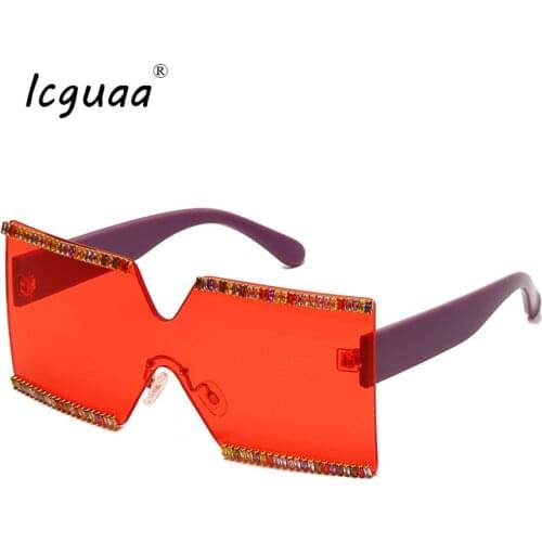 Fashion Frameless Sungalsses Oversized Zircon Handmade Square Eye Glasses Lunette De Soleil