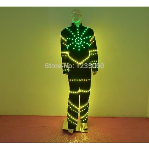 LED Clothing Big sun luminous suit Men Glowing led Clothes Carnival LED Suits Ballroom Mechanical Bar Dance Dress Accessories