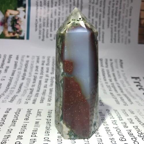 90mmNatural crystal ocean Jasper healing stone hexagonal prism Obelisk stick Therapy Stone DIY gift stone home decoration1PC