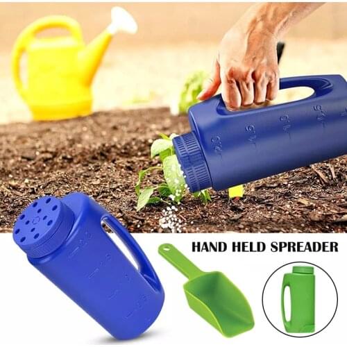 2L Hand Held Seed Fertilizer Salt Spreader Adjustable Hole Size Gardening Tool Watering Can Seeding Tool Portable LBShip