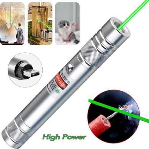 USB rechargeable green dot laser portable mini laser pointer 5mW high power laser sight built-in battery 5 colors shell