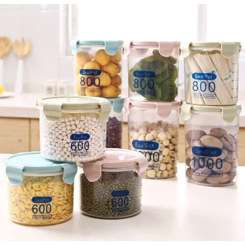 Food Kitchen Plastic Storage Box Vacuum Lid Organizer Container Transparent Sealed Cans Kitchen Organizer Retain Freshness Box