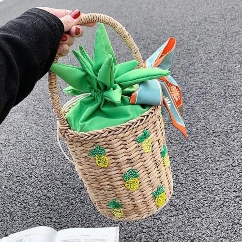 Woven Tote Bucket Bag 2021 Spring New High-quality Straw Womens Designer Handbag Travel Cylindrical bag Vacation Beach Bag hot