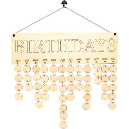1 sets Birthday Letter Hanging Wooden Plaque Board Festival Birthday Reminder DIY Calendar Gift for Home Party Decoration A50