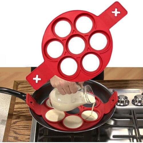 Cooking Tool Egg Ring Maker Egg Silicone Mold Pancake Cheese Egg Cooker Pan Flip Kitchen Silicone Seven-hole Baking Accessories